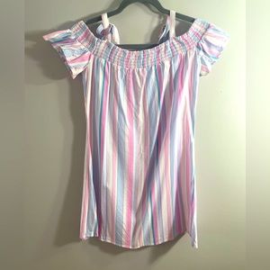 Candies brand  - off the shoulder - pink, blue and white - sundress - S